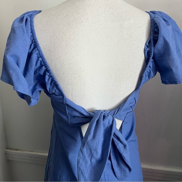 LA Relaxed • NWT Blue Tie Back Short Sleeve Dress - Picture 3 of 6